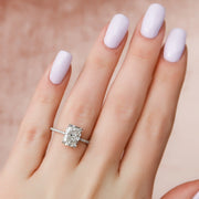  The Pave Alex Radiant Moissanite Ring 14k White Gold 003