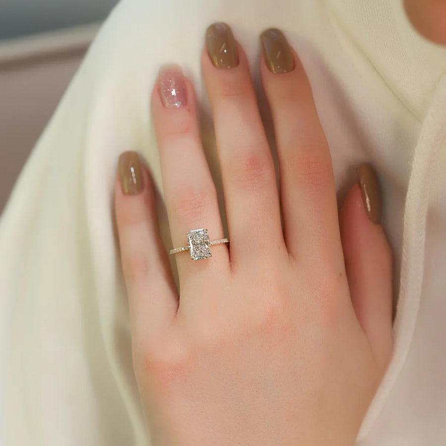  The Pave Alex Radiant Moissanite Ring 18k Yellow Gold 003