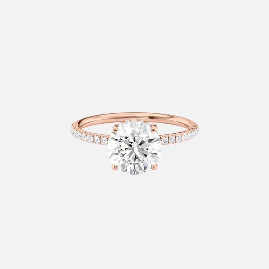  The Pave Alex Round Moissanite Ring 14k Rose Gold 001