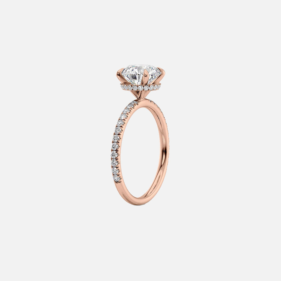  The Pave Alex Round Moissanite Ring 18k Rose Gold 002