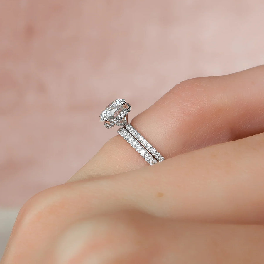  The Pave Alex Round Moissanite Ring 18k White Gold 003