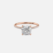  The Pave Alison Cushion Lab Diamond Ring 14k Rose Gold 001