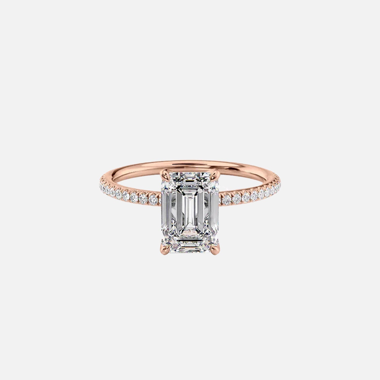 The Pave Alison Emerald Lab Diamond Ring 14k Rose Gold 001