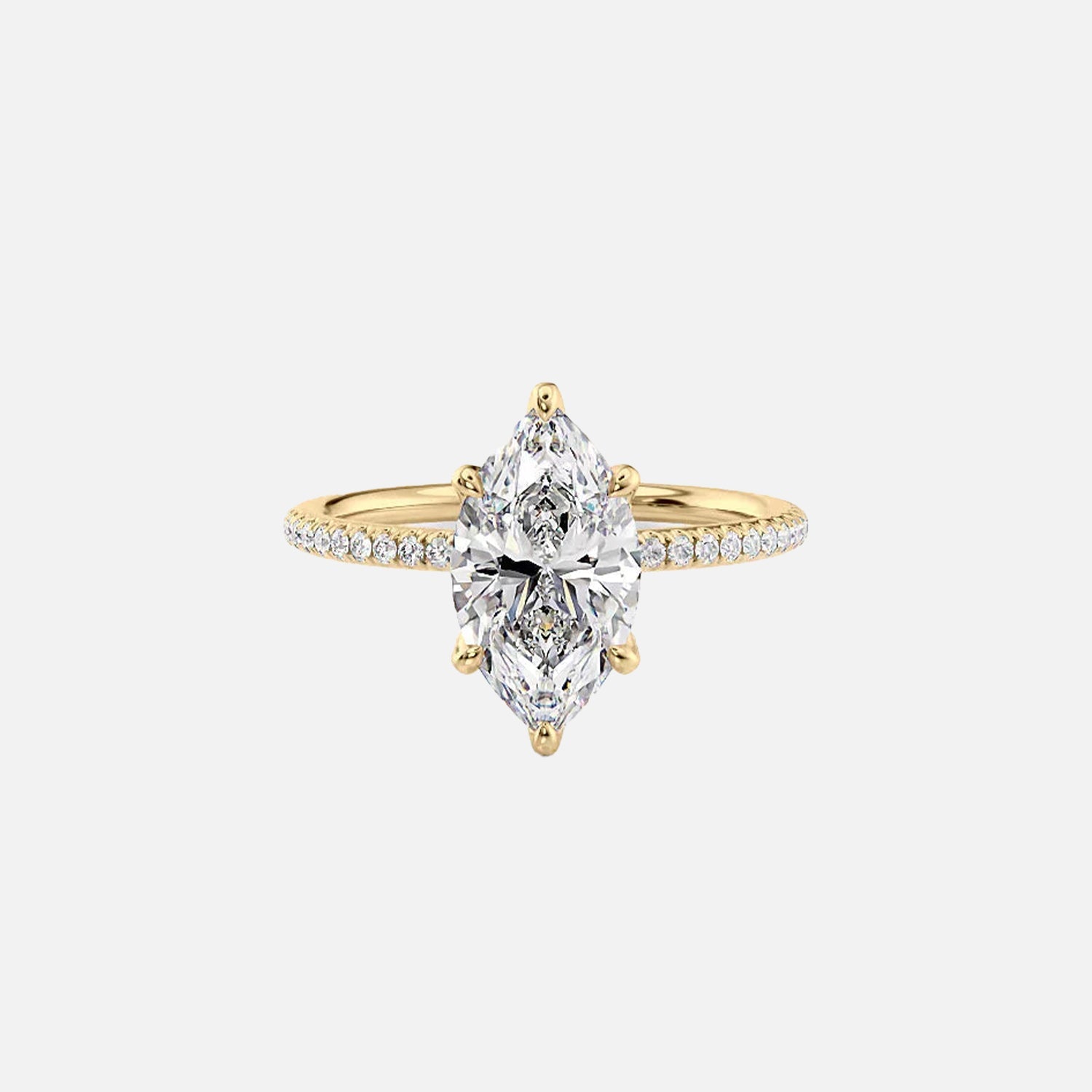 The Pave Alison Marquise Lab Diamond Ring 14k Yellow Gold 001