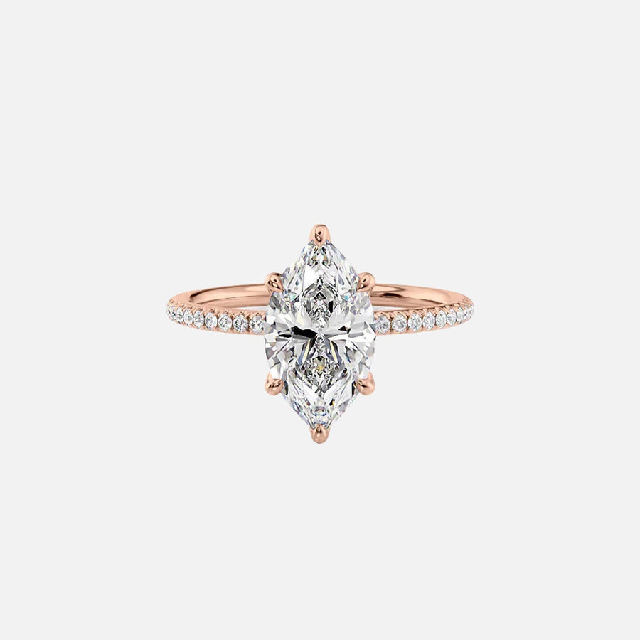  The Pave Alison Marquise Moissanite Ring 14k Rose Gold 001