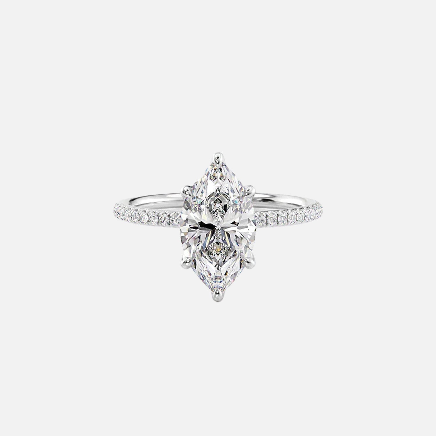  The Pave Alison Marquise Moissanite Ring 14k White Gold 001