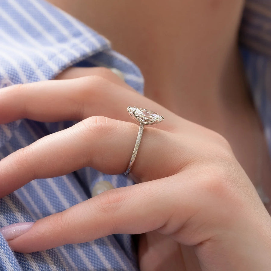  The Pave Alison Marquise Moissanite Ring 18k White Gold 003
