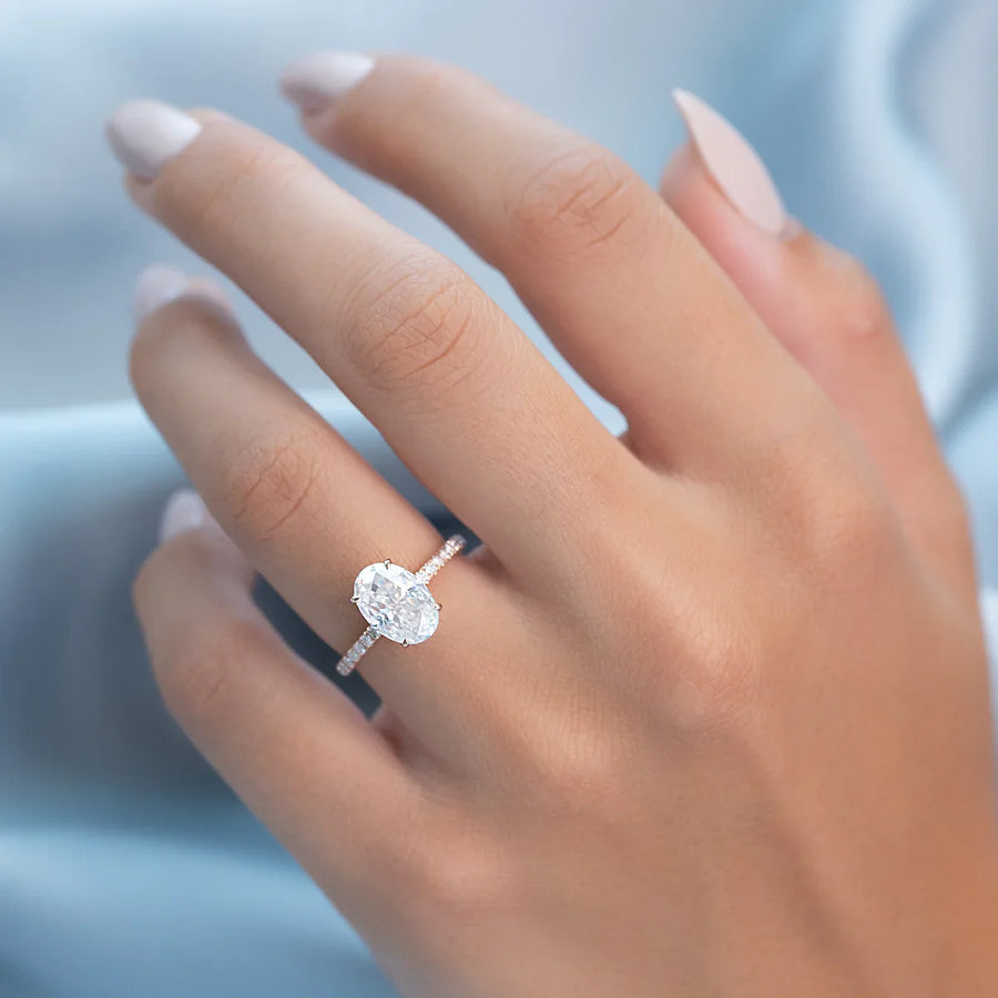  The Pave Alison Oval Moissanite Ring 18k Rose Gold 003