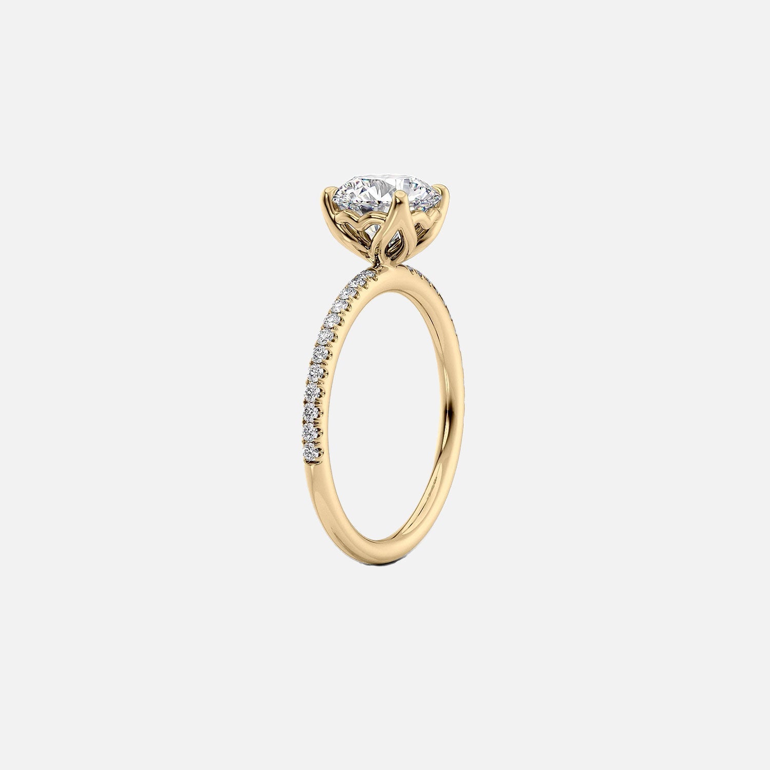  The Pave Alison Princess Lab Diamond Ring 14k Yellow Gold 002
