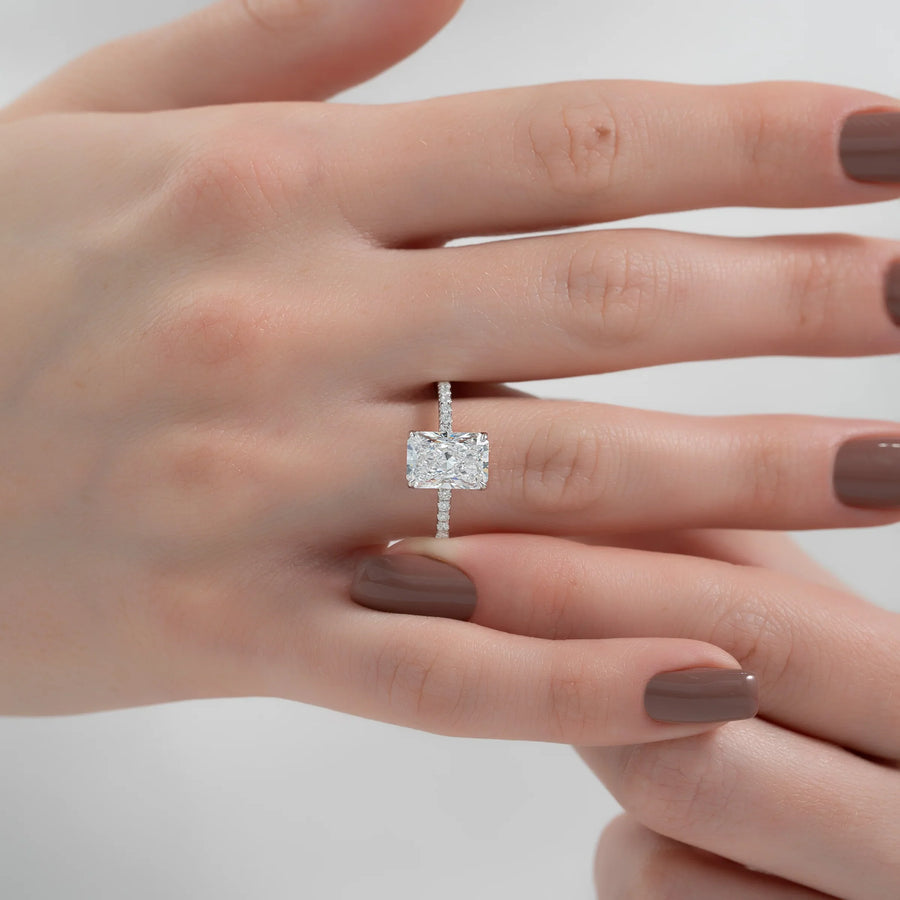  The Pave Alison Radiant Lab Diamond Ring 14k White Gold 003