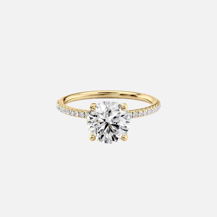  The Pave Alison Round Moissanite Ring 18k Yellow Gold 001