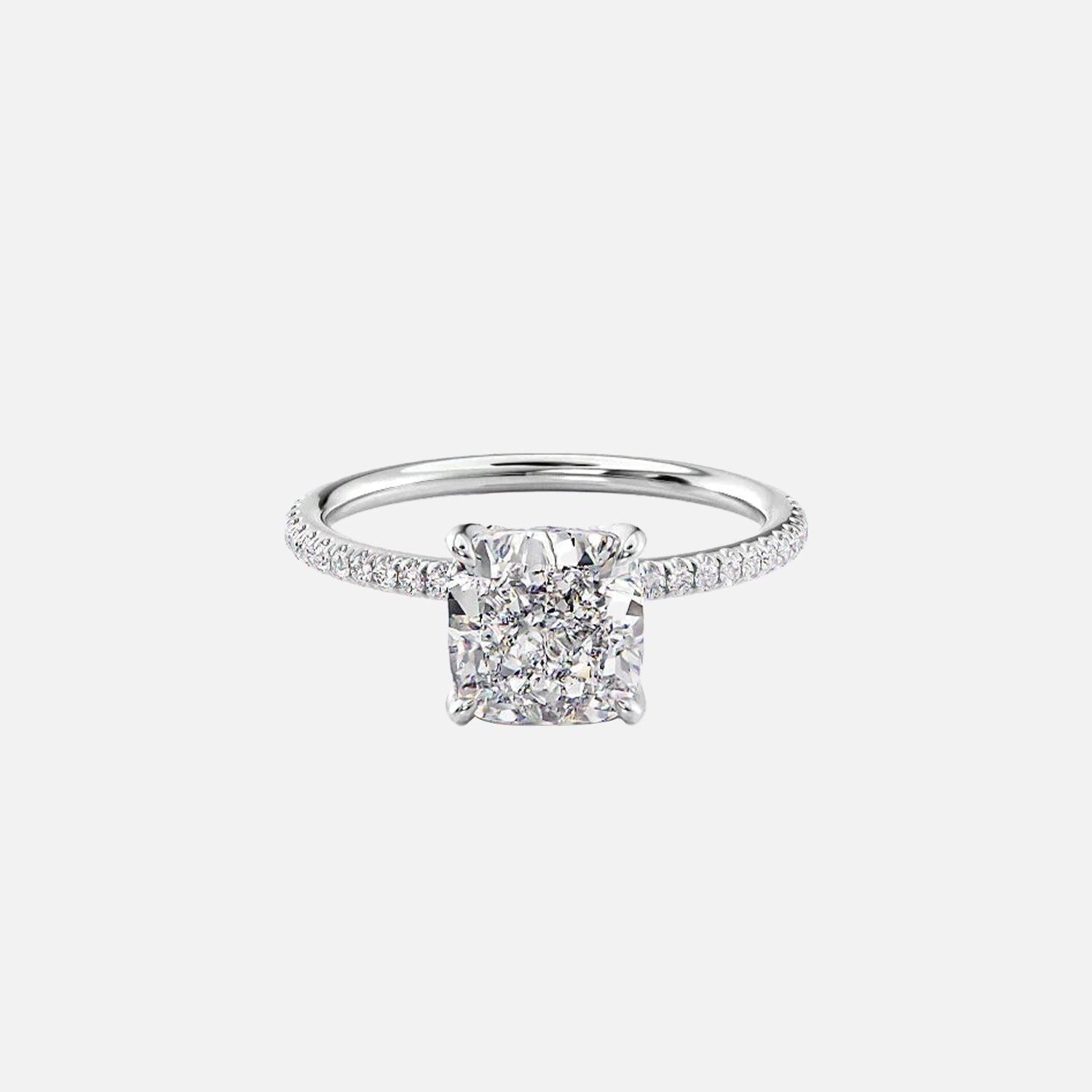  The Pave Ashley Cushion Lab Diamond Ring 14k White Gold 001
