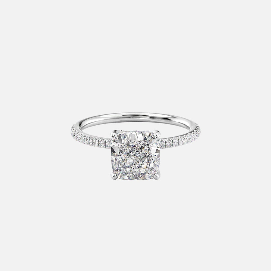  The Pave Ashley Cushion Lab Diamond Ring 18k White Gold 001