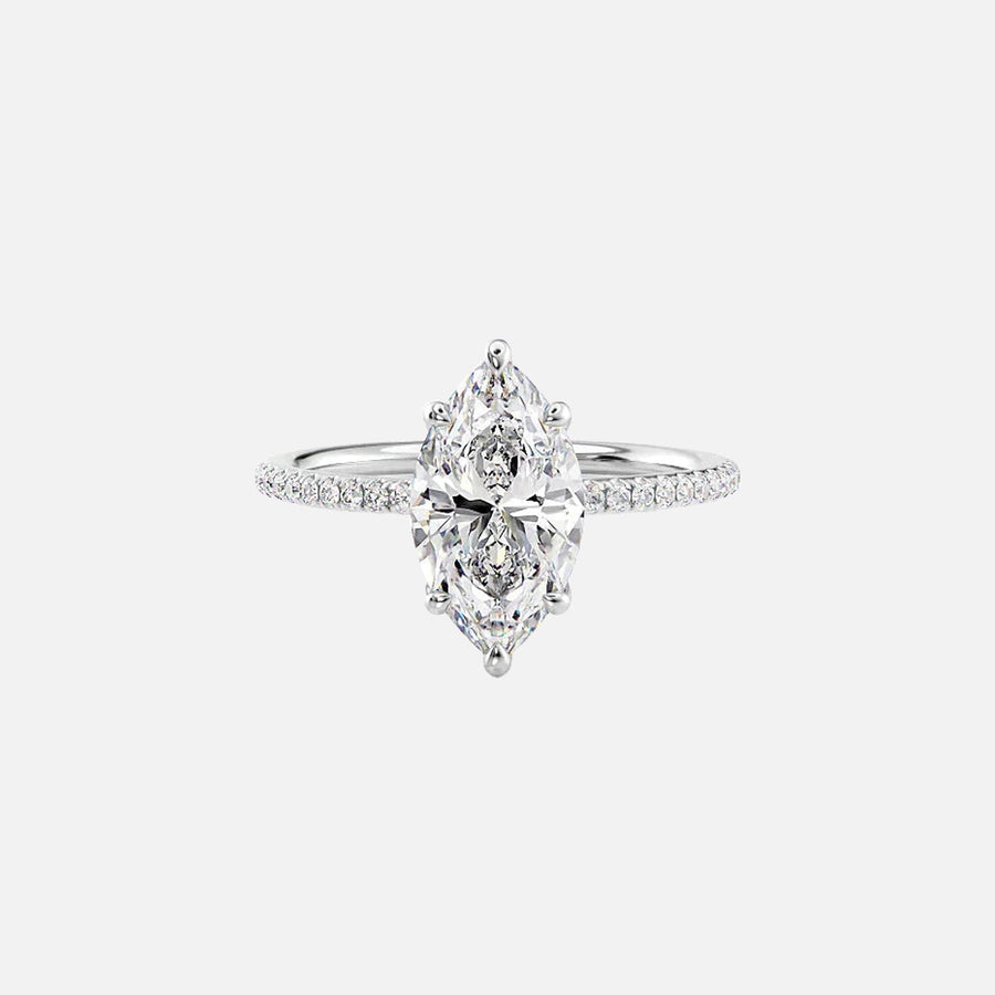  The Pave Ashley Marquise Moissanite Ring 14k White Gold 001