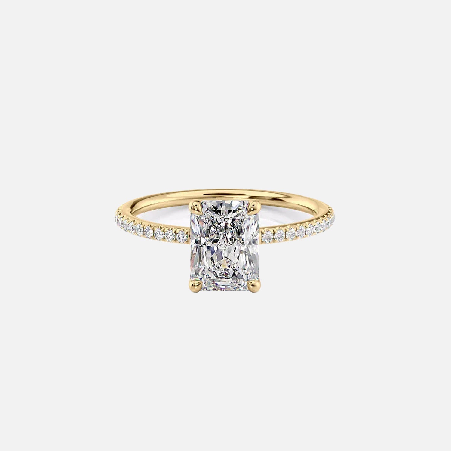 The Pave Ashley Radiant Lab Diamond Ring 14k Yellow Gold 001