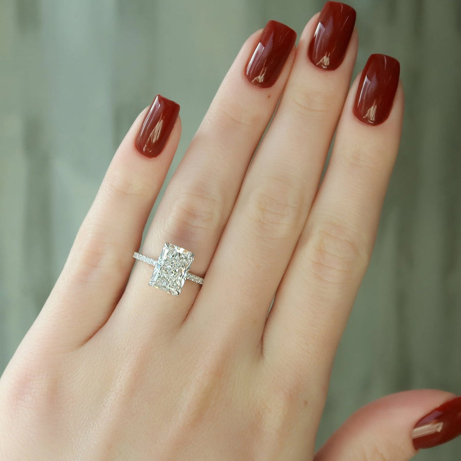  The Pave Ashley Radiant Lab Diamond Ring 18k White Gold 003
