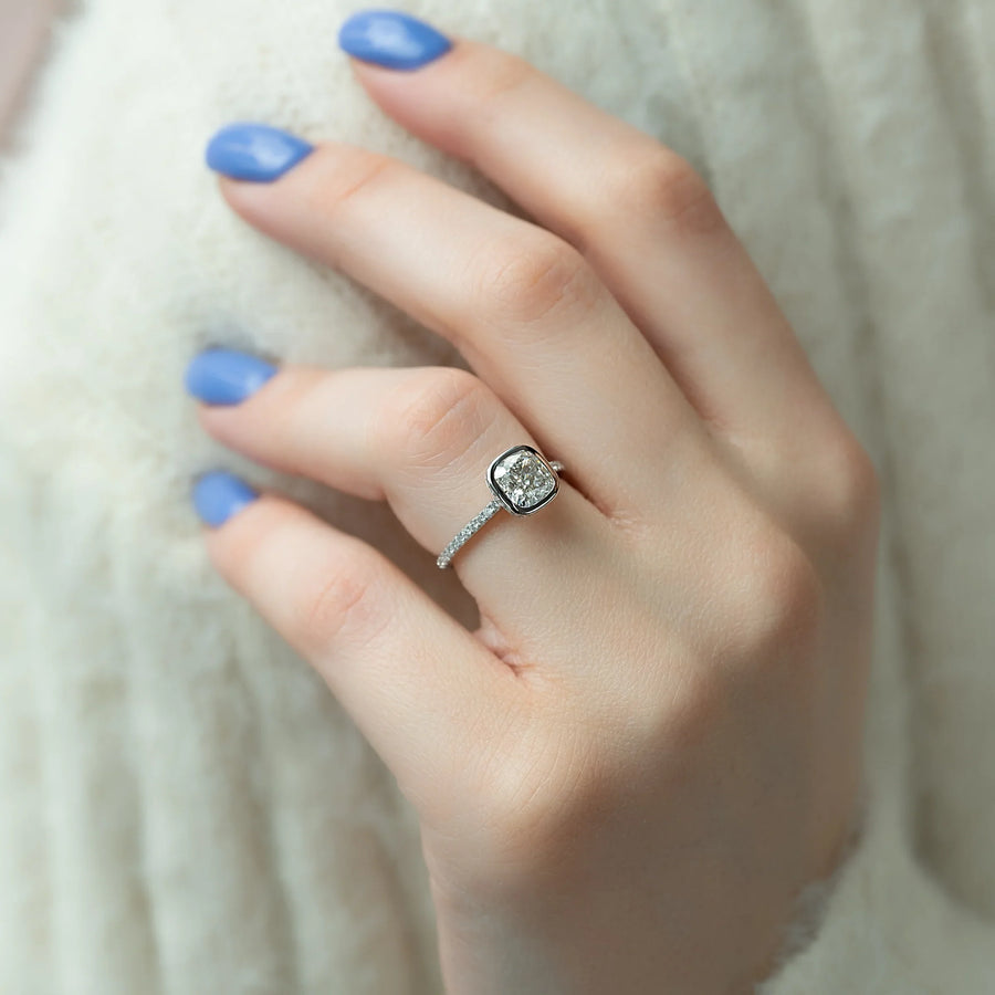  The Pave Charlotte Cushion Lab Diamond Ring 14k White Gold 004 Final