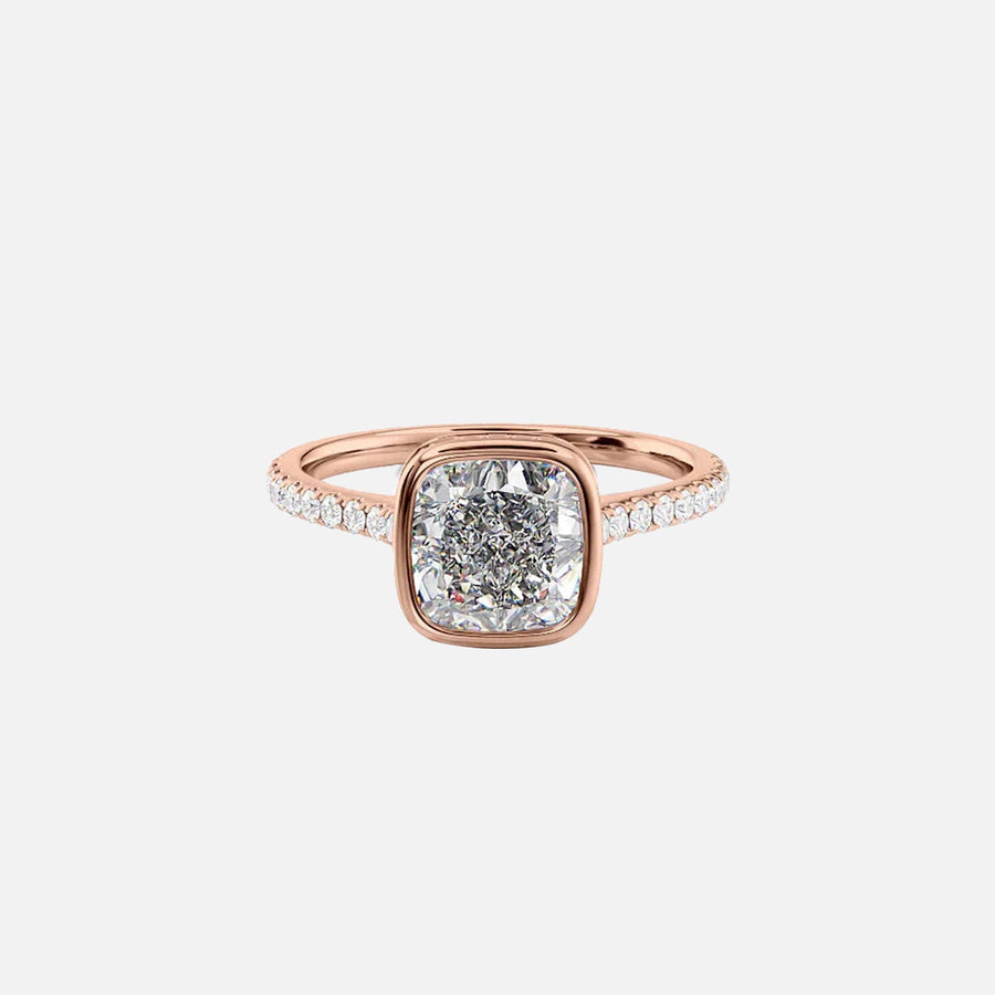  The Pave Charlotte Cushion Lab Diamond Ring 18k Rose Gold 001
