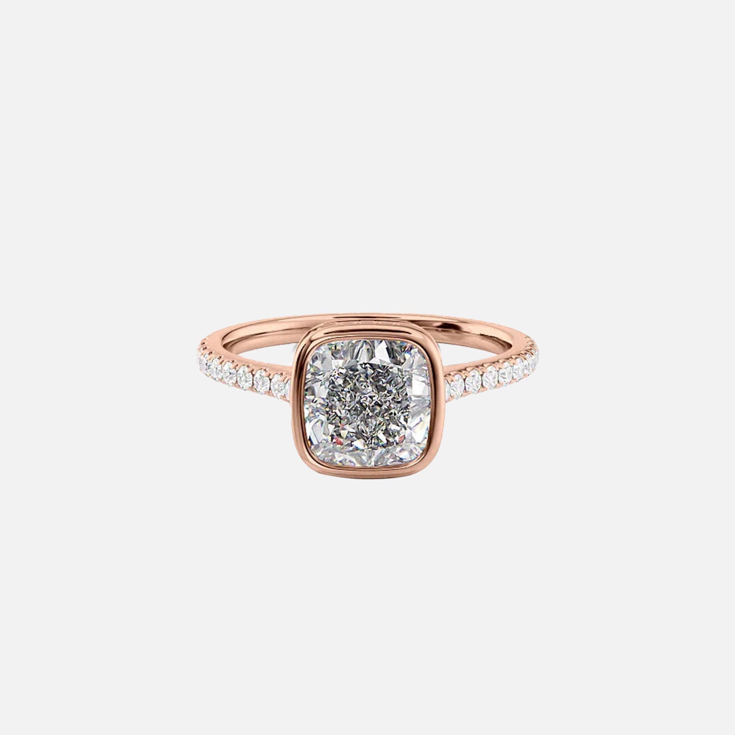  The Pave Charlotte Cushion Moissanite Ring 14k Rose Gold 001