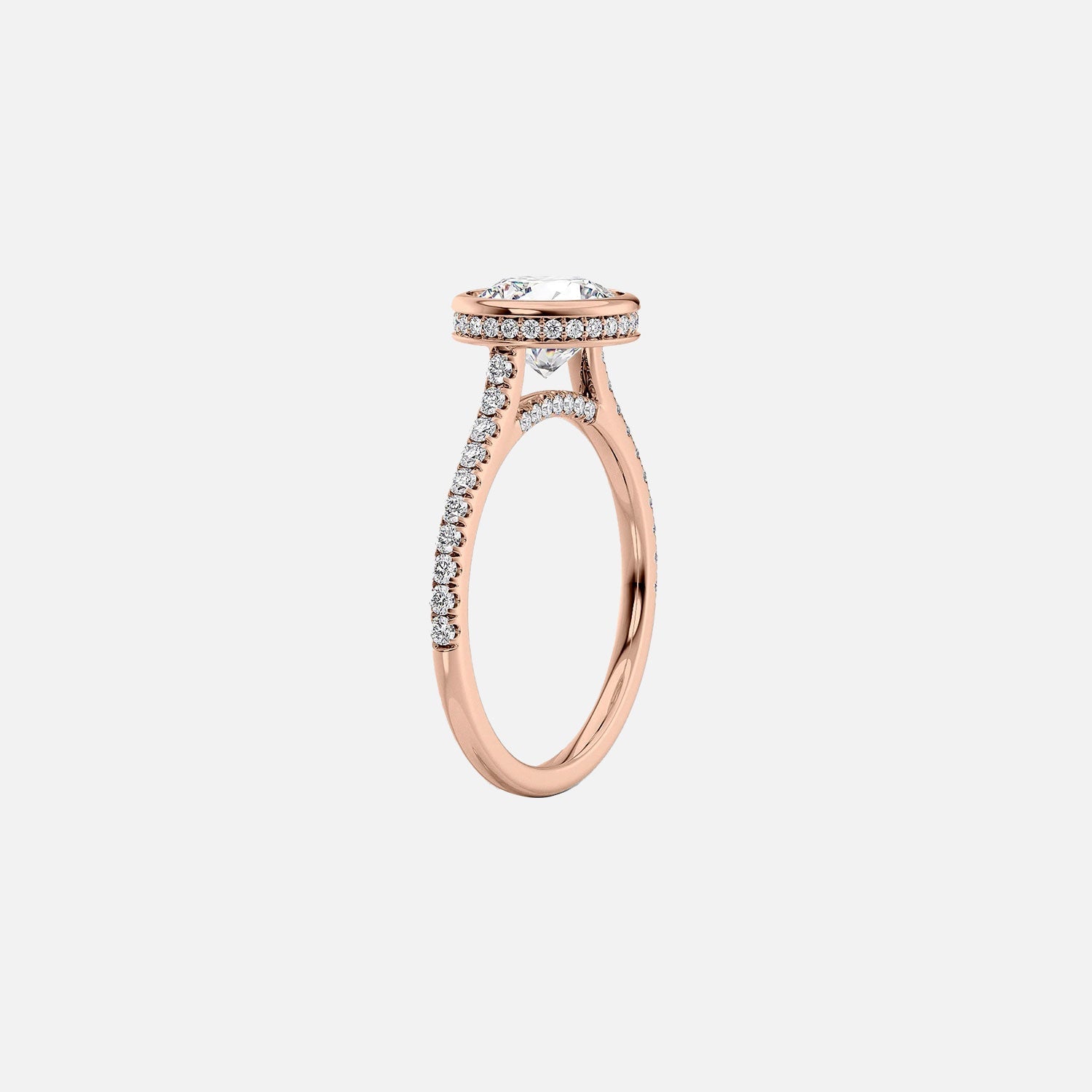  The Pave Charlotte Cushion Moissanite Ring 14k Rose Gold 002