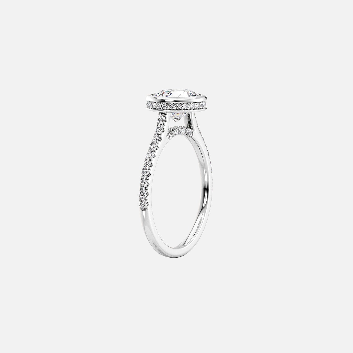  The Pave Charlotte Cushion Moissanite Ring 14k White Gold 002