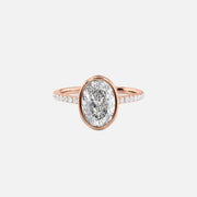  The Pave Charlotte Oval Lab Diamond Ring 14k Rose Gold 001