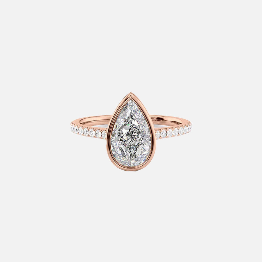  The Pave Charlotte Pear Moissanite Ring 18k Rose Gold 001