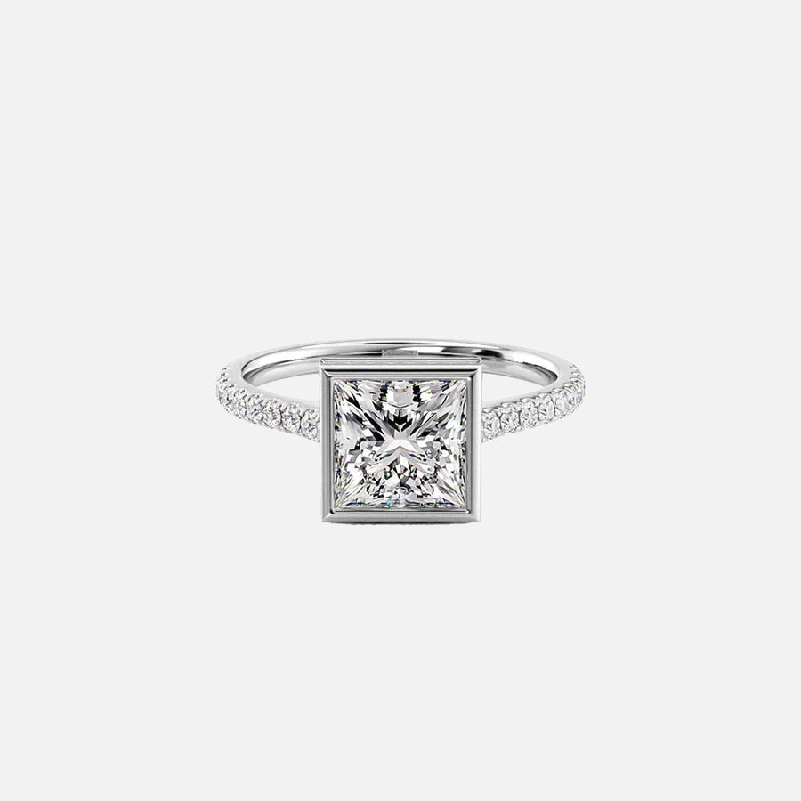  The Pave Charlotte Princess Moissanite Ring 14k White Gold 001