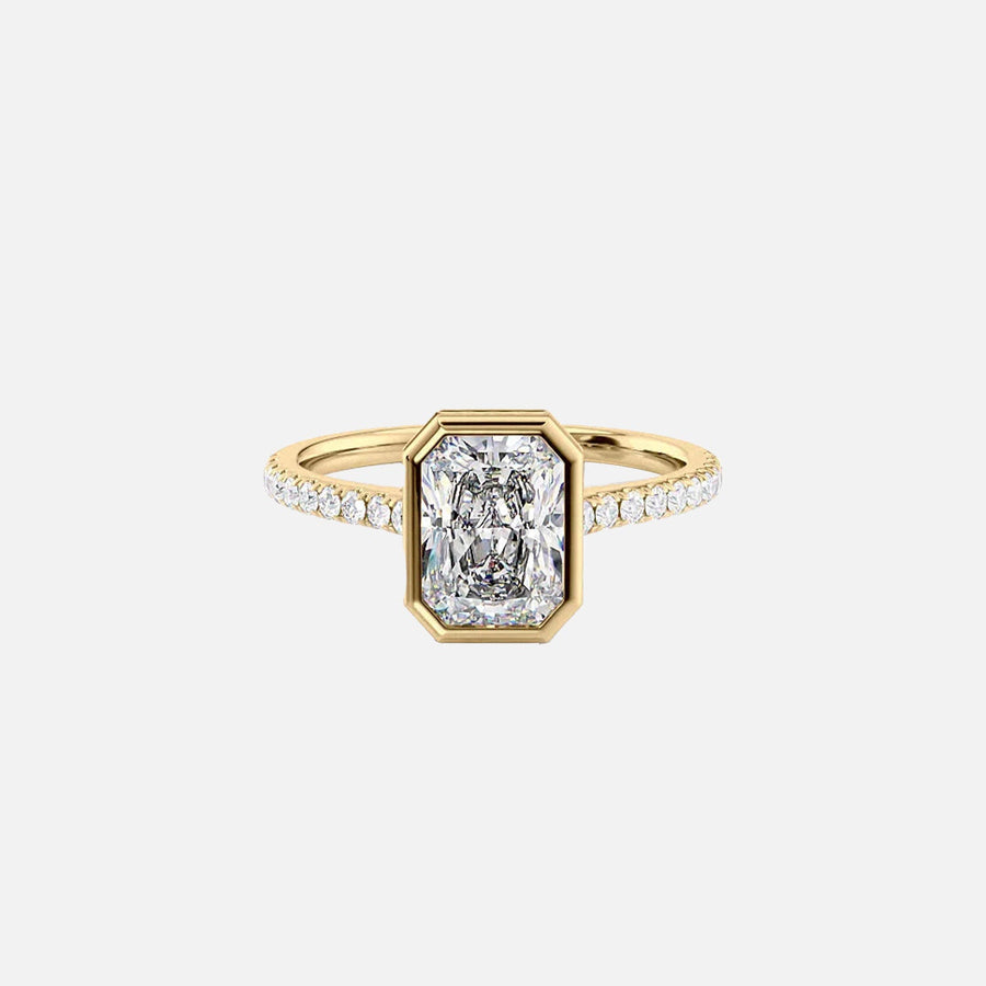 The Pave Charlotte Radiant Lab Diamond Ring 14k Yellow Gold 001