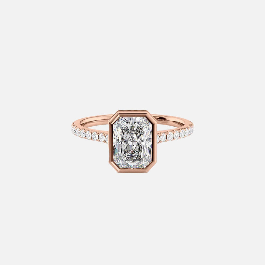  The Pave Charlotte Radiant Lab Diamond Ring 18k Rose Gold 001