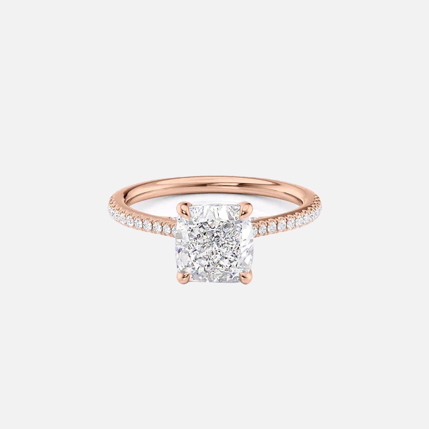  The Pave Claire Cushion Moissanite Ring 14k Rose Gold 001