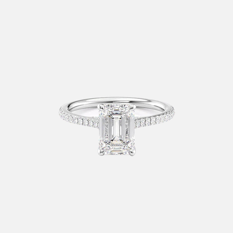  The Pave Claire Emerald Lab Diamond Ring 14k White Gold 001