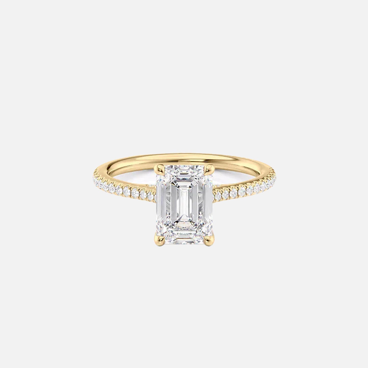 The Pave Claire Emerald Moissanite Ring 14k Yellow Gold 001