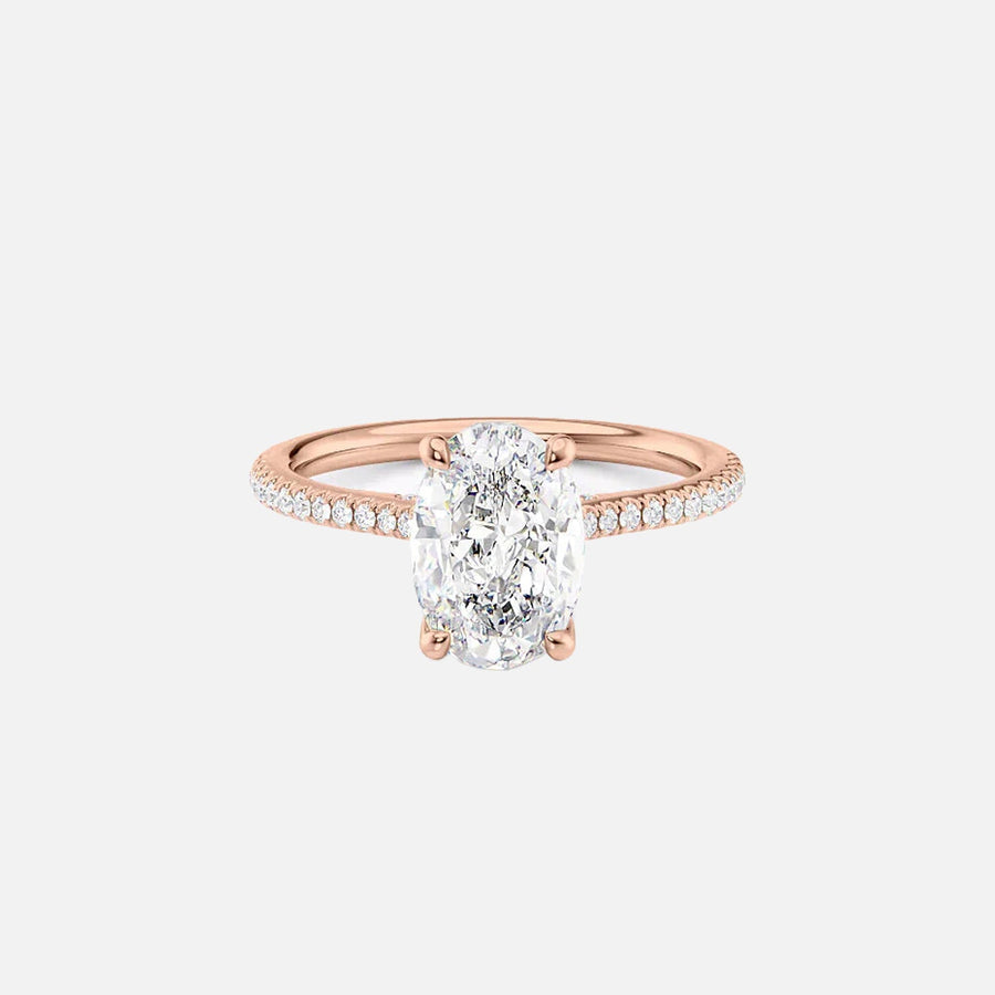  The Pave Claire Oval Lab Diamond Ring 14k Rose Gold 001