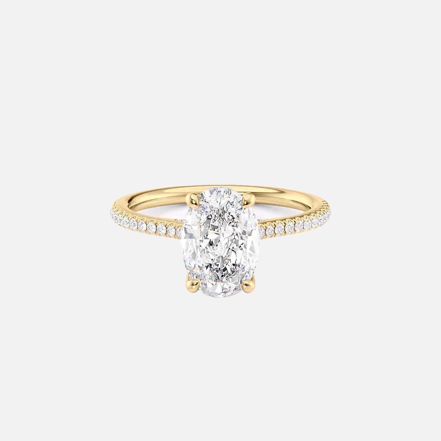 The Pave Claire Oval Lab Diamond Ring 14k Yellow Gold 001