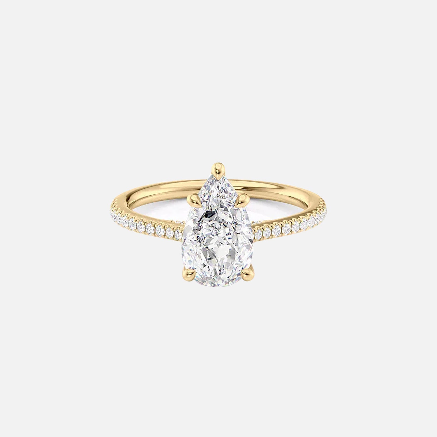 The Pave Claire Pear Lab Diamond Ring 14k Yellow Gold 001