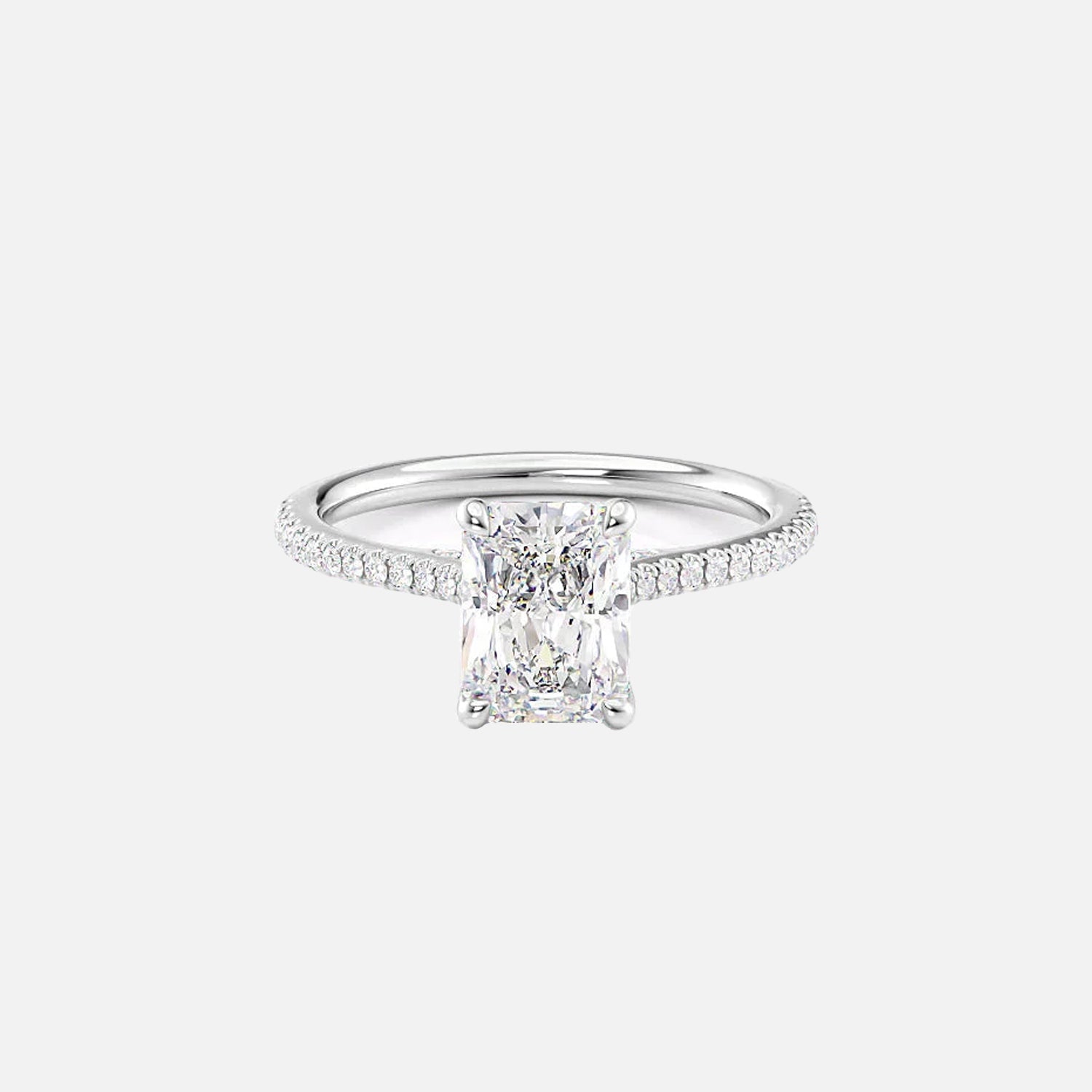  The Pave Claire Radiant Moissanite Ring 14k White Gold 001