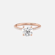  The Pave Claire Round Lab Diamond Ring 14k Rose Gold 001