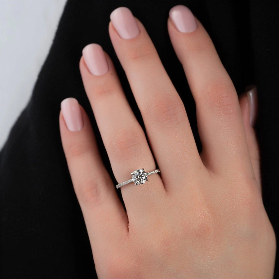  The Pave Claire Round Lab Diamond Ring 14k White Gold 003