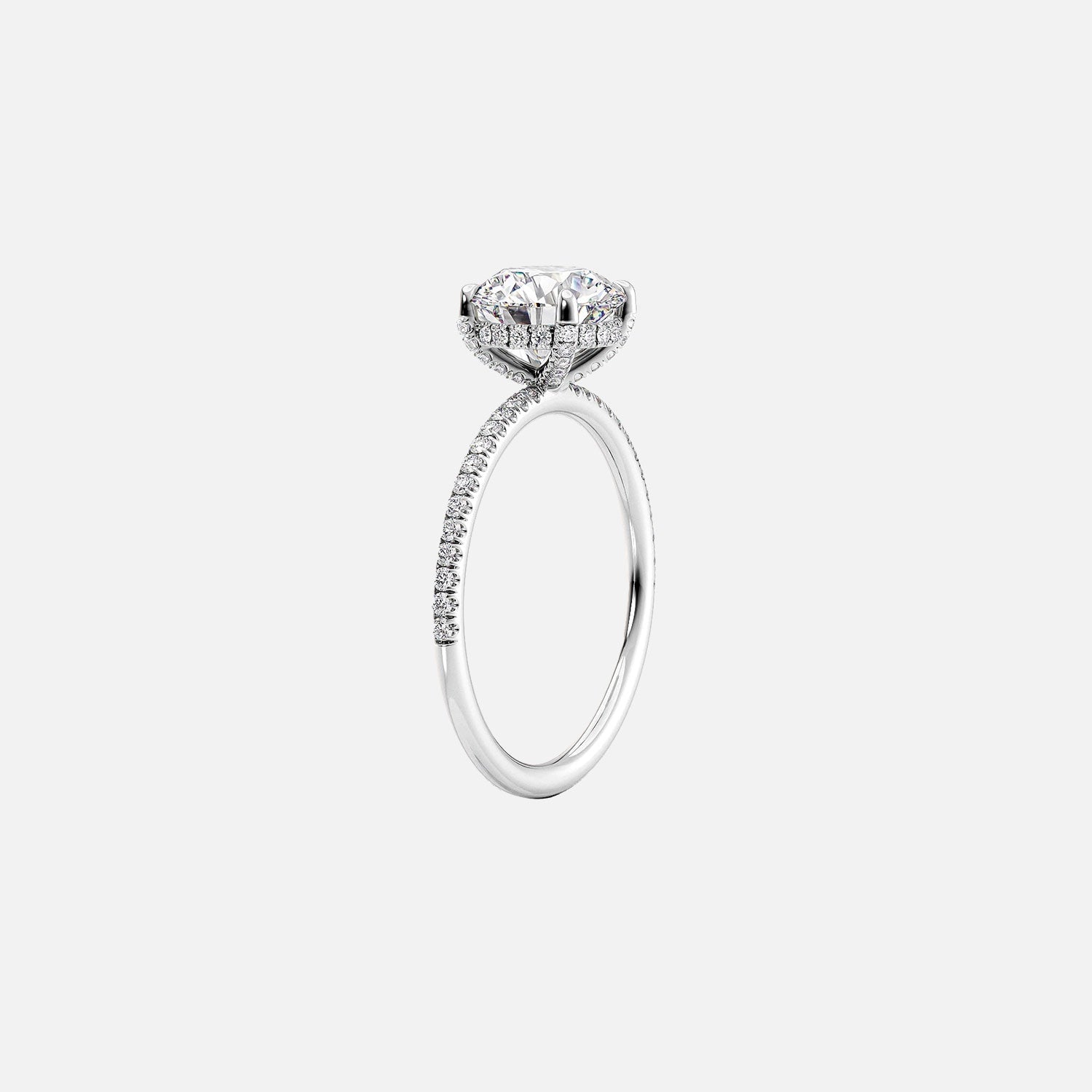  The Pave Crown Kamellie Cushion Moissanite Ring 14k White Gold 002