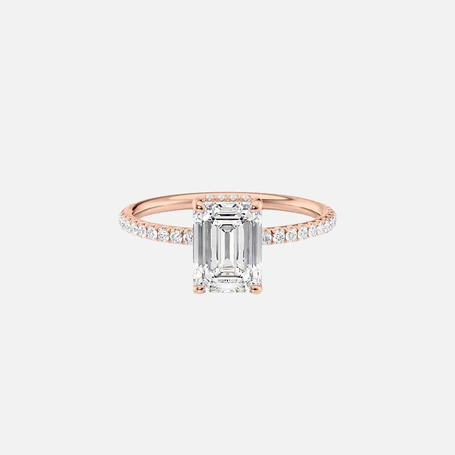  The Pave Crown Kamellie Emerald Lab Diamond Ring 14k Rose Gold 001