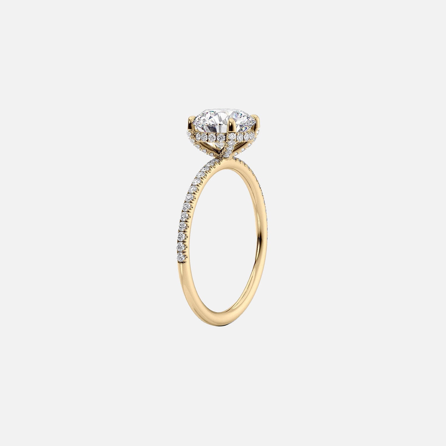  The Pave Crown Kamellie Emerald Lab Diamond Ring 14k Yellow Gold 002