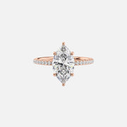  The Pave Crown Kamellie Marquise Lab Diamond Ring 14k Rose Gold 001