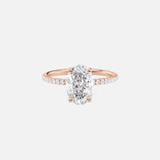  The Pave Crown Kamellie Oval Lab Diamond Ring 14k Rose Gold 001