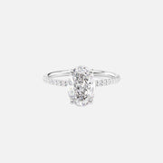  The Pave Crown Kamellie Oval Lab Diamond Ring 14k White Gold 001