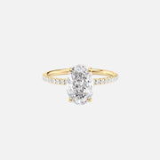 The Pave Crown Kamellie Oval Lab Diamond Ring 14k Yellow Gold 001