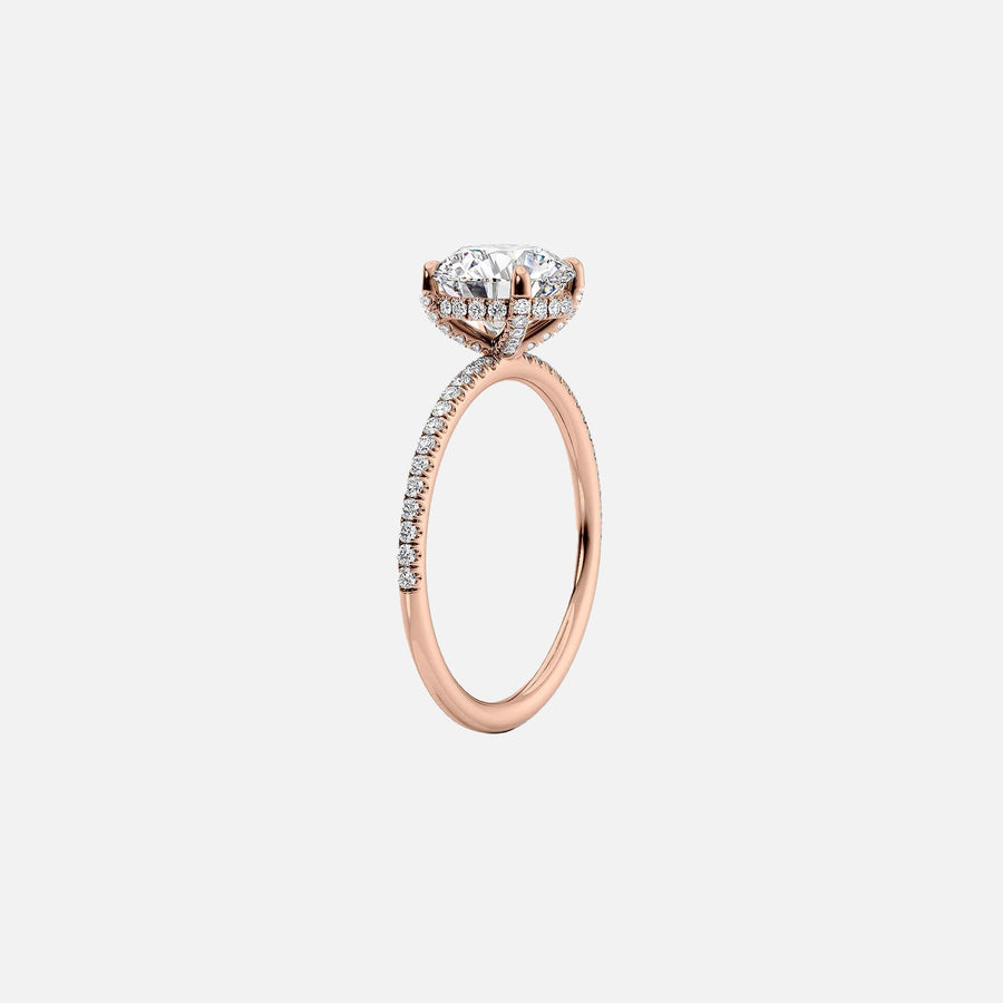  The Pave Crown Kamellie Oval Lab Diamond Ring 18k Rose Gold 002
