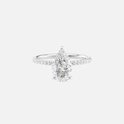  The Pave Crown Kamellie Pear Lab Diamond Ring 14k White Gold 001