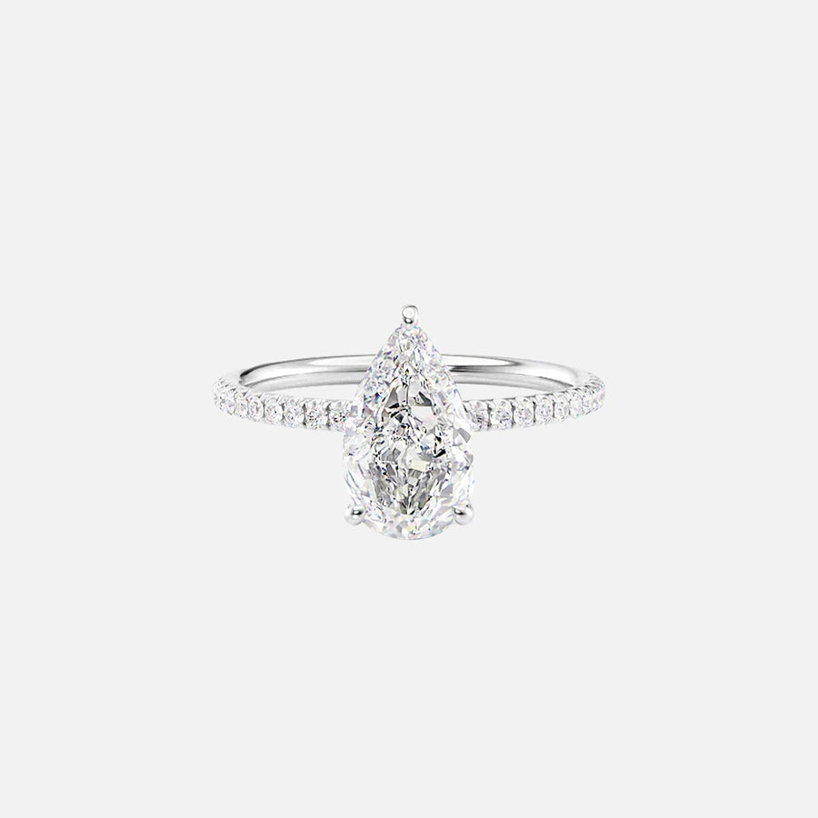  The Pave Crown Kamellie Pear Lab Diamond Ring 18k White Gold 001