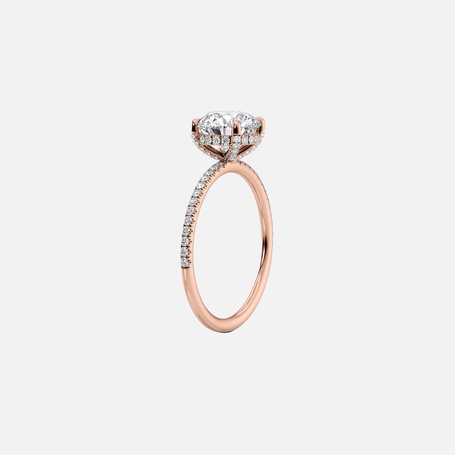  The Pave Crown Kamellie Pear Moissanite Ring 14k Rose Gold 002